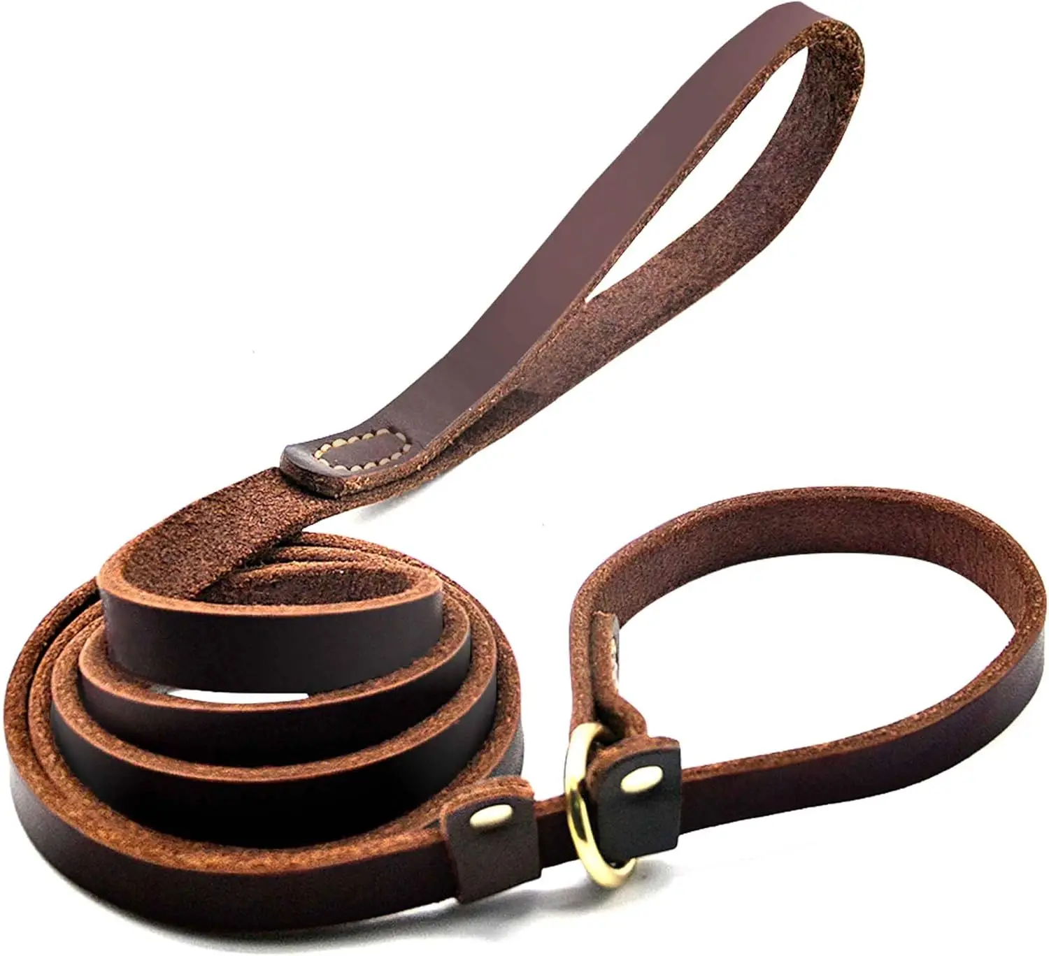 

Adjustable Leather Slip Lead Dog Leash, Heavy Duty Training for Medium Large Dogs, 6ft Brown
