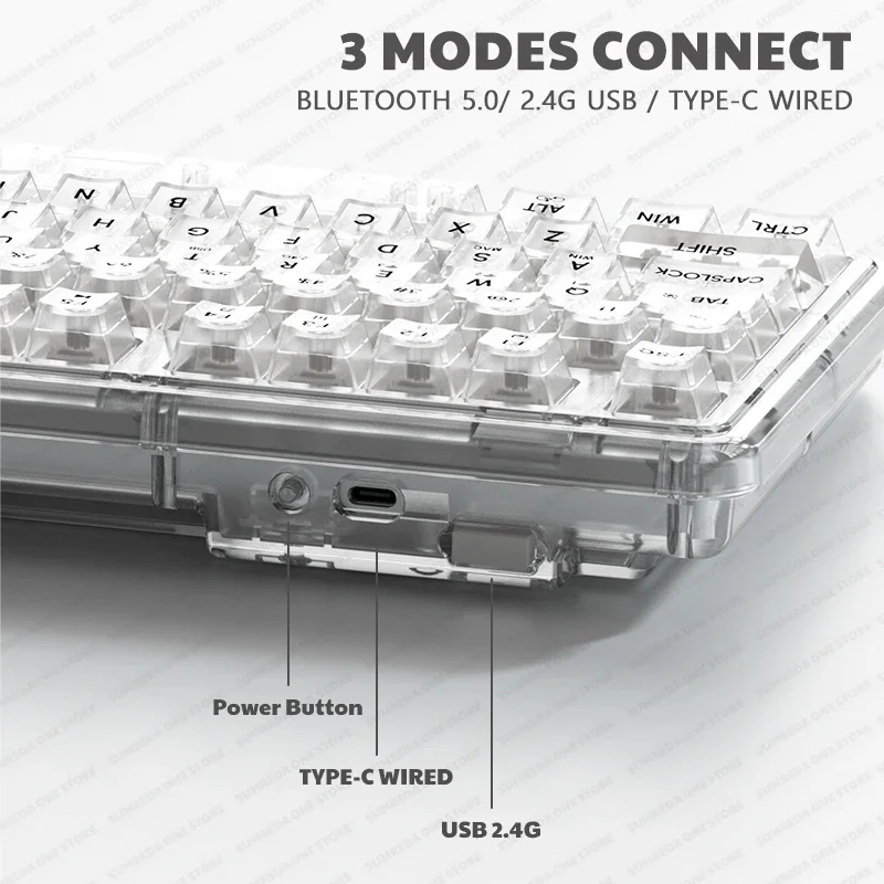 Imagem -06 - Weikav-one 75 Teclado Mecânico sem Fio Transparente para Jogos Bluetooth com Fio Rgb Hotswap Gamer sem Contato