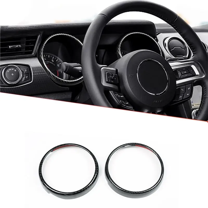A48P-Car Instrument Tachometer Trim Speedometer Trim Sticker For Ford Mustang 2015-2023 Carbon Fiber Interior Accessories