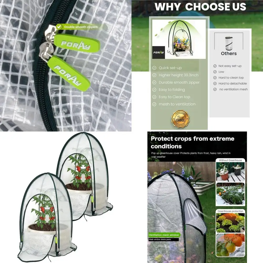 

Тент-парник для теплицы и комплект из 2 приподнятых грядок 1x1 м, садовая оранжерея с сетчатыми окнами, покрытие из полиэтилена для заднего двора и защита от мороза