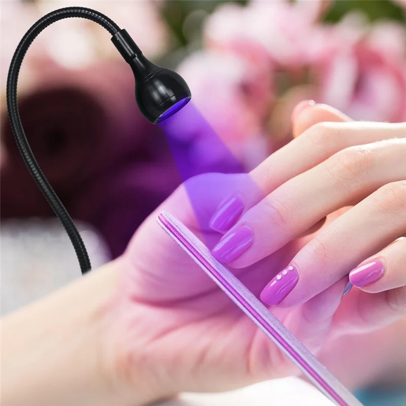 

A005-Портативная домашняя светодиодная сушилка для ногтей, лампа для отверждения ногтей с черной гусиной шеей и зажимом, подходит для гелевых ногтей