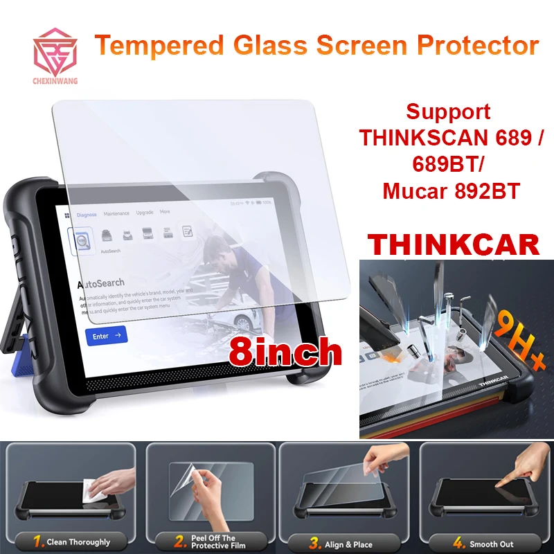 THINKCAR Tempered Glass Screen Protector 8 Inches Compatible with THINKSCAN 689 /689BT/ Mucar 892BT Anti-Oil Anti-Water