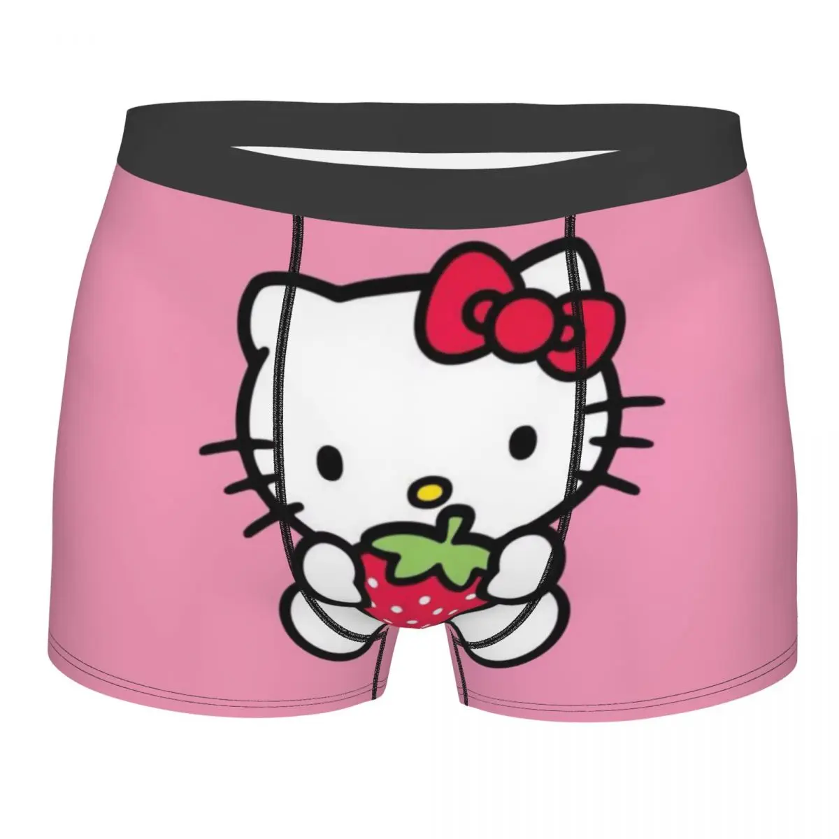 

Мужское крутое нижнее белье Hello Kitty на заказ, Мультяшные боксеры, дышащие шорты, трусы, трусы