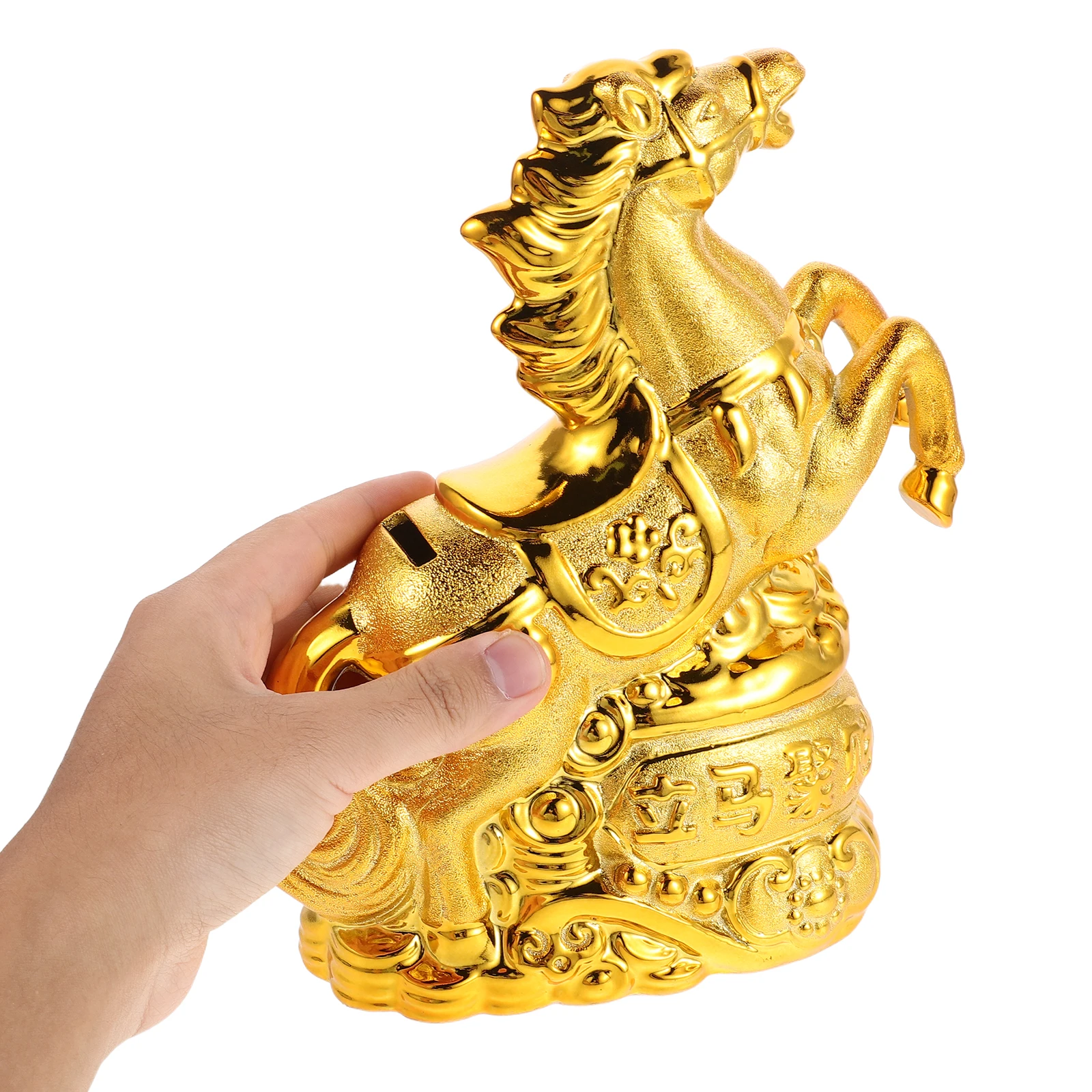 

Ceramic Zodiac Horse Savings Bank Glossy Horse Shaped Coin Box Decorative Home Office Money Holder Artistic Animal Statue