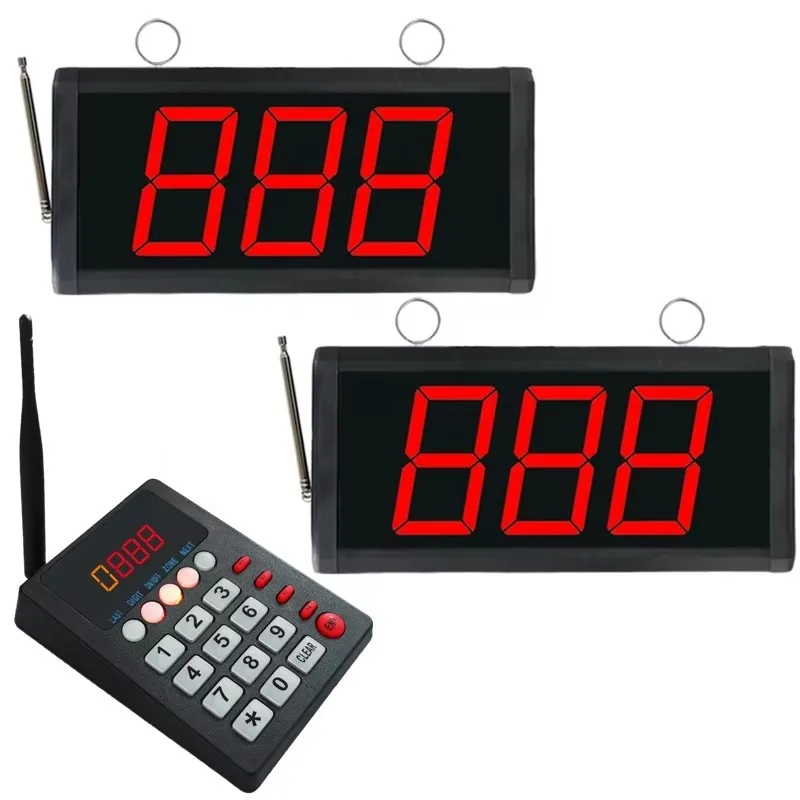 Fast Food Guest Paging Wireless Caller Buzzer Queue Calling Paging System Pager Machine Screen and Keyboard