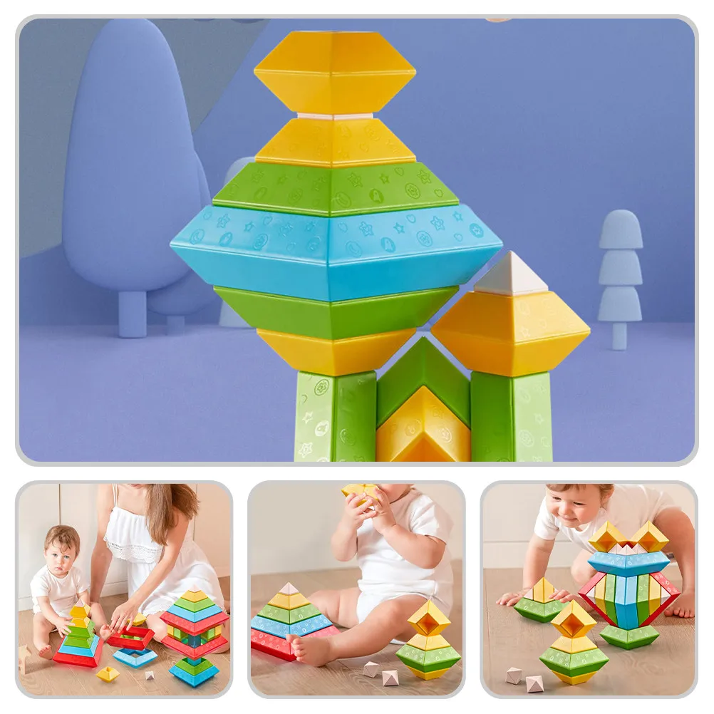 

30Pcs Colorful Stacking Blocks Educational Building Set for Preschool Ages 3-5 Fine Motor Skills Development Blocks