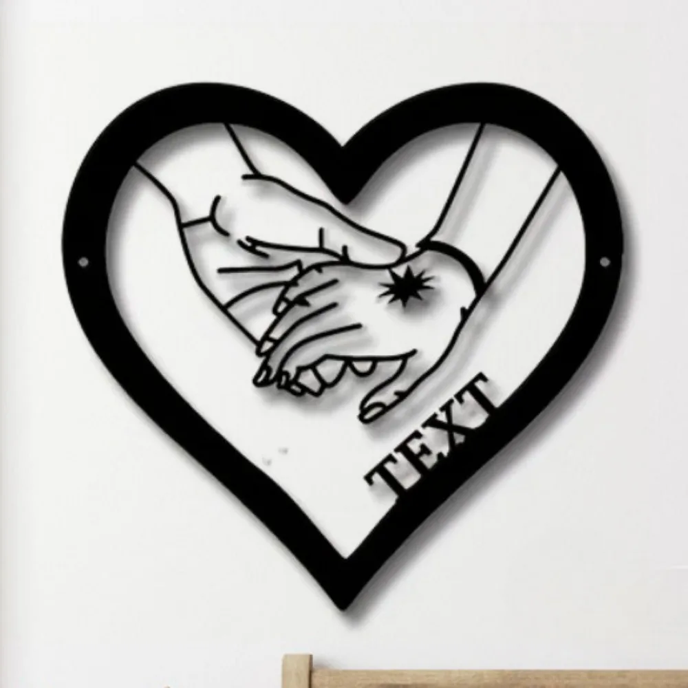 Enchanting Romantic Customizable Metal Love Gesture Wall Decor Personalized Heart Shaped Sign Ideal for Indoor Outdoor Use