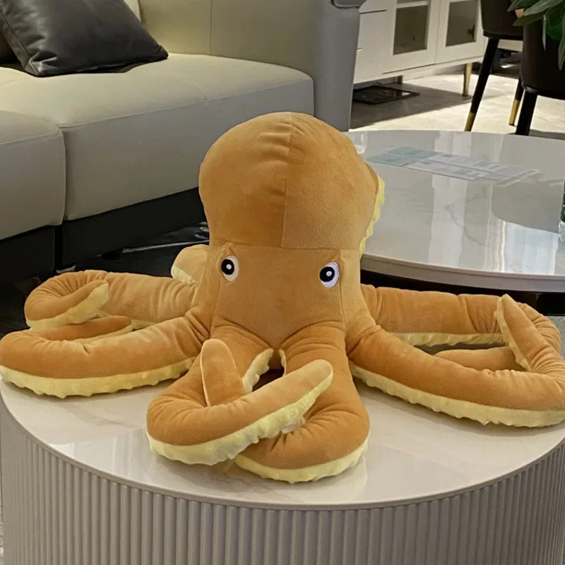 Octopus Knuffel Creatieve Schattige Octopus Gele Korte Pluche Pp Katoenen Speelgoed Kinderen Volwassen Dier Slaap Kussen Paar Mesh Tas Cadeau