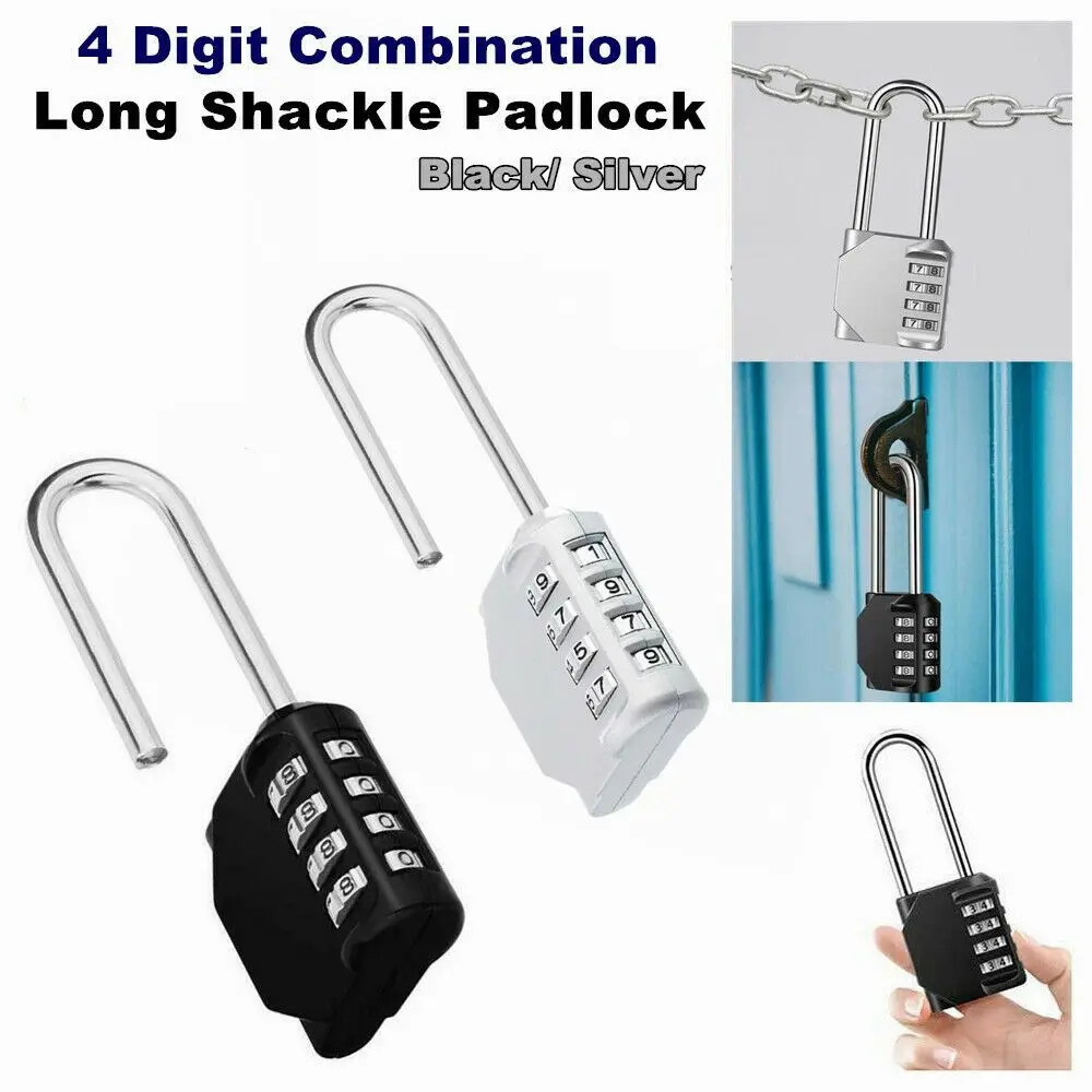 

High Security Luggage Suitcase Coded Lock Long Shackle Padlock Outdoor 4 Digit Number Combination Lock