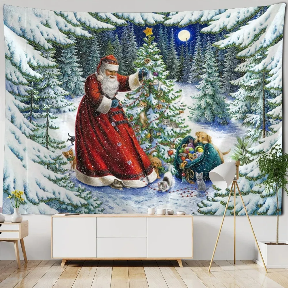 Christmas decoration tapestry, wall hanging, reindeer, Bohemian style, hanging on the wall, room decoration, New Year's gift