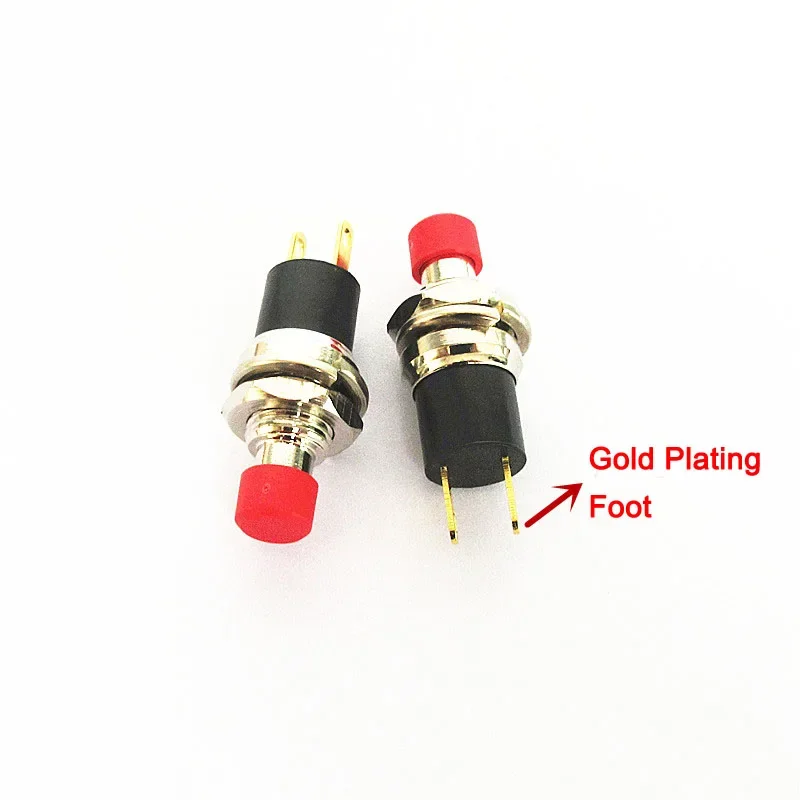 PB05A PBS-110 Red Head Self-locking Switch Opening 7MM Small Button with Self-locking Golden 2 Foot Switches