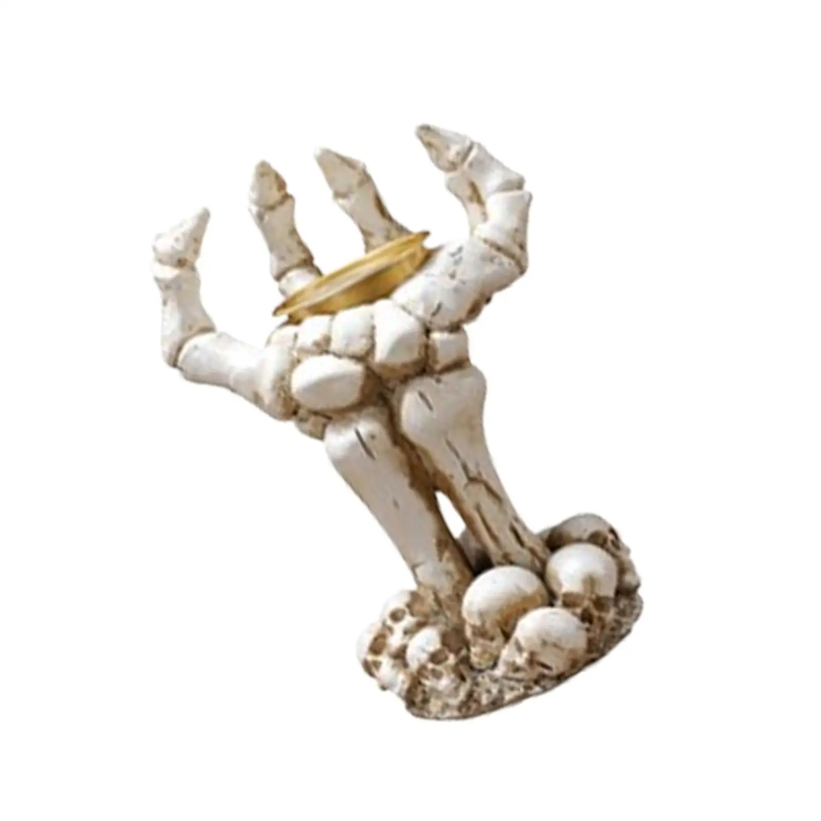 Skeleton Hand Figurine Tealight Candle Holder Tabletop Ornament Sculpture for Dining Room Banquet Bedroom Haunted House Festival