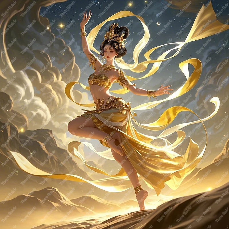 Three Ratels QHH31 Nostalgic Desert Ancient Kingdom Dunhuang Dance Art Wall stickers for home decoration