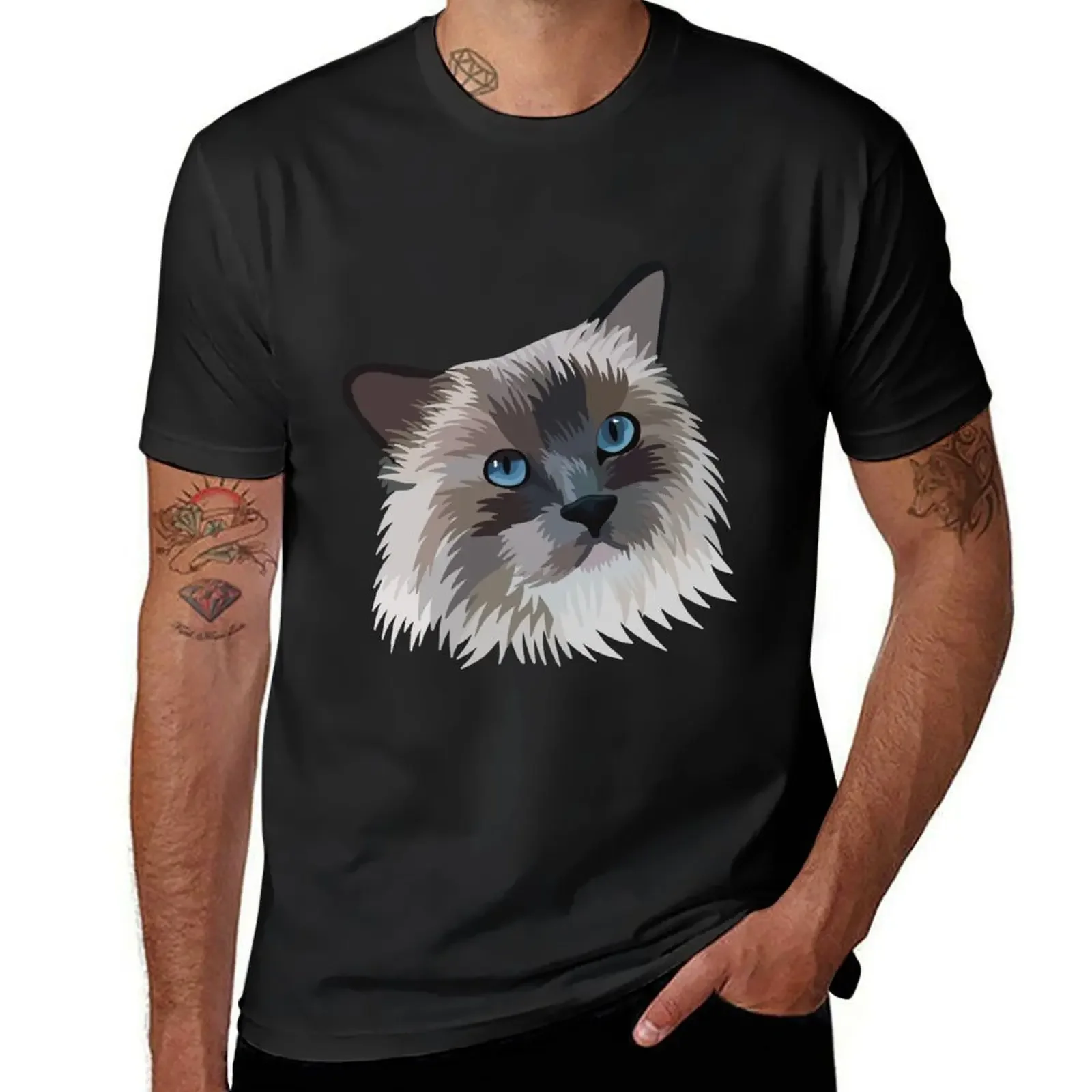 Ragdoll Cat - Digital Art T-Shirt street wear anime tshirt men t shirts