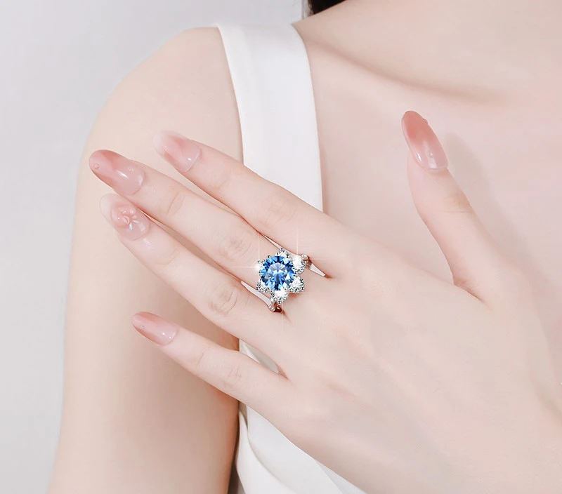 Imagem -06 - Azul Verde Moissanite Anéis para as Mulheres Rosa Moissanita S925 Prata Proposta de Jóias de Casamento Passe Diamante Teste Gra Carat