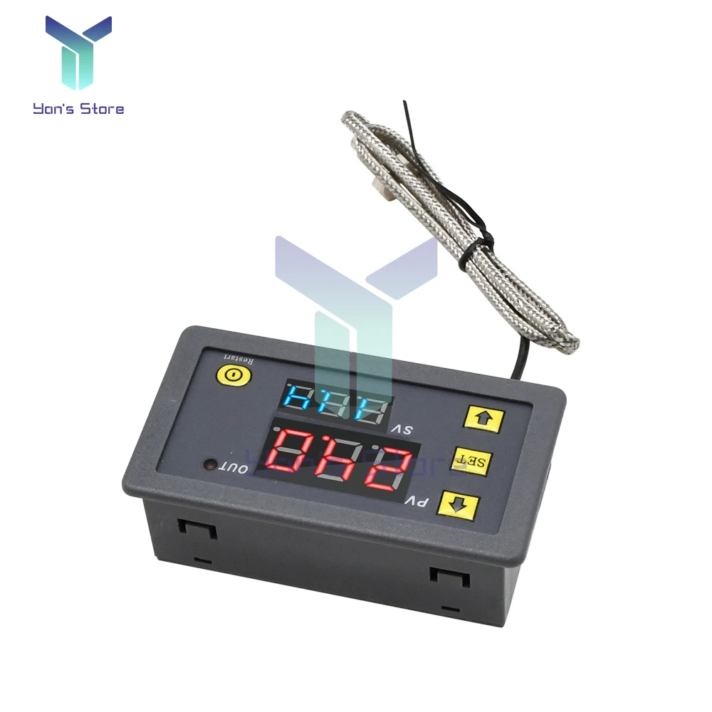 W3230 DC 12V Probe Line Digital Temperature Control LED Thermostat Regulator Heat/Cooling Control Thermoregulator -60°C~ 500°C