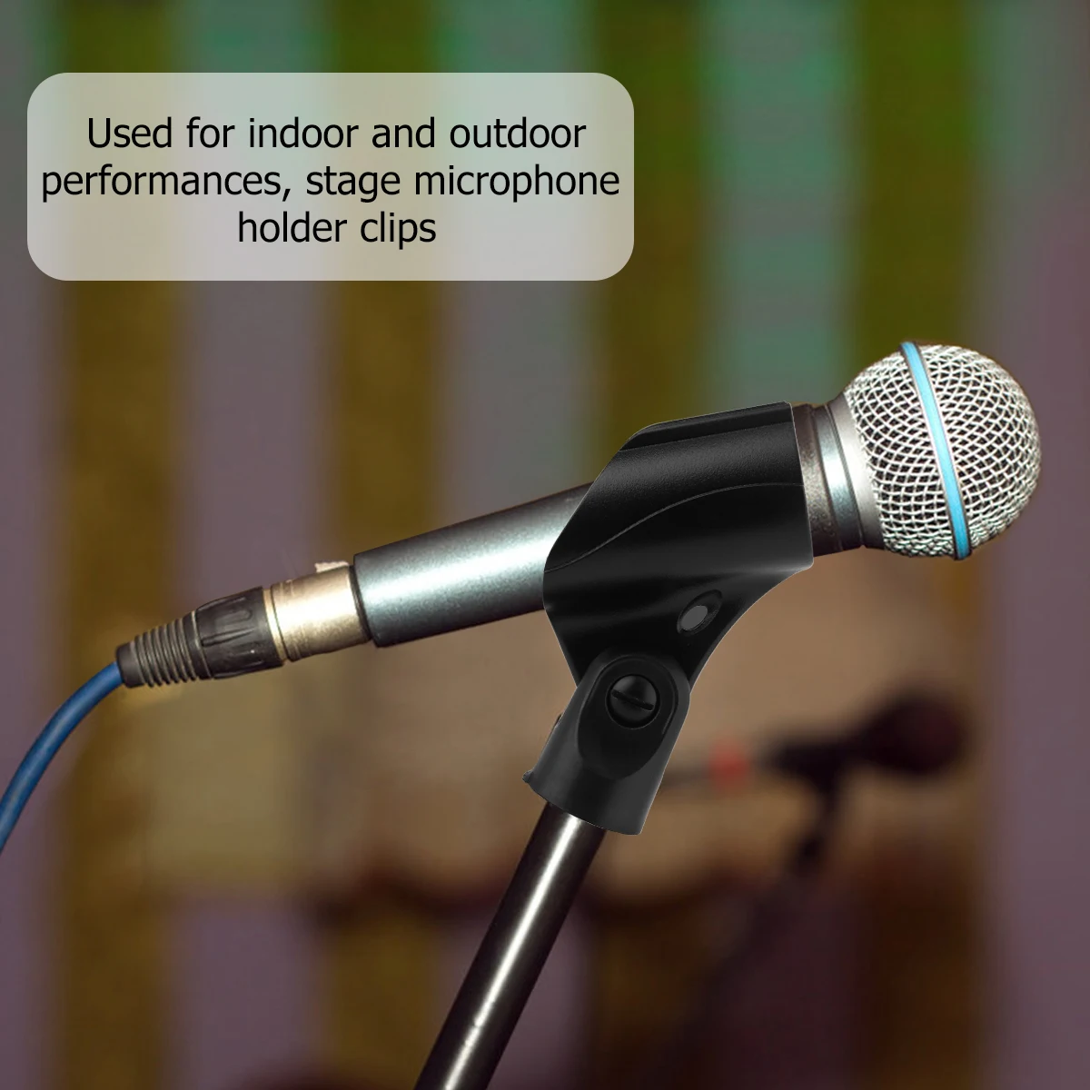 

5Pcs Microphone Clip Holder with Plastic Adapter Black Durable -Drop Mic Mount Suitable for Indoor Outdoor Anchor