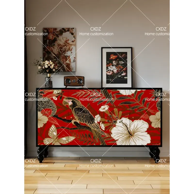 Solid Wood Porch Cabinet Dining Sideboard Shoe Storage Locker Decorative Console Table for Hotel Restaurant Home Entryway