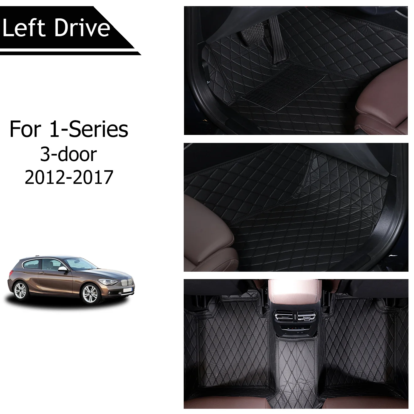 [LHD] For BMW For 1-Series 3-door 2012-2017 Three Layer PU Leather Stereo Full Cover Anti-Slip Car Mat