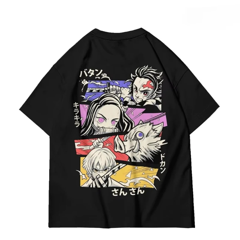 

Нейтральная негабаритная повседневная футболка с рисунком аниме «Убийца демонов» 2021, летняя модная мужская футболка с короткими рукавами, уличная одежда, топ Y2k