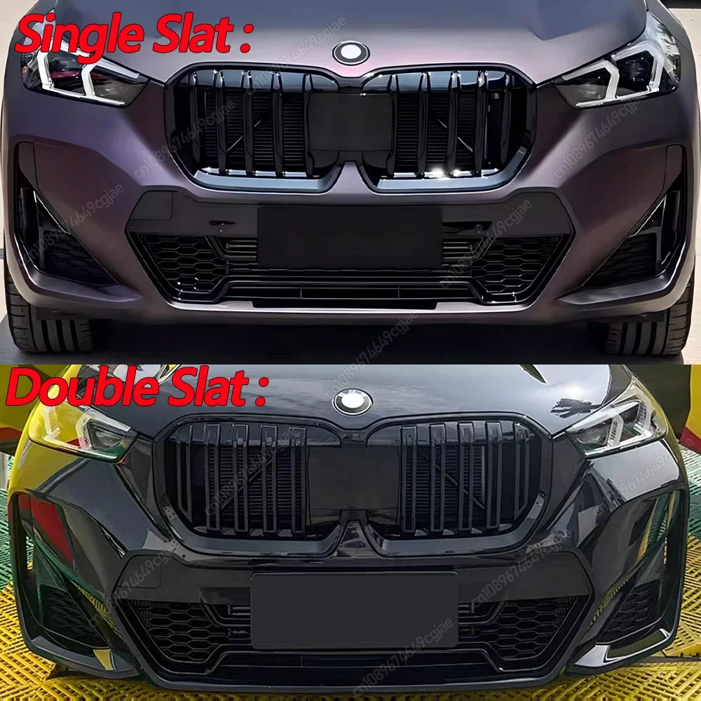 For BMW X1 U11 iX1 M Sport 2022 2023 2024 Single / Double Slat Car Front Kidney Grille Bodykits Racing Grill Tuning Gloss Black