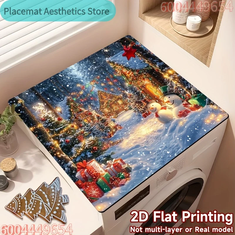 dish drying mat, Washing Machine Dust Cover Pad and Coffee machine mat Fairy Tale Magic Wonderland Christmas Treehouse (4) for
