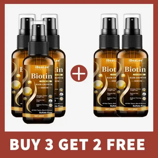 

5pcs Hair Regrowth Spray Products Anti Hair Loss Serum Prevent Baldness Treatment Scalp Dry Damaged Beard Hair Care Essential