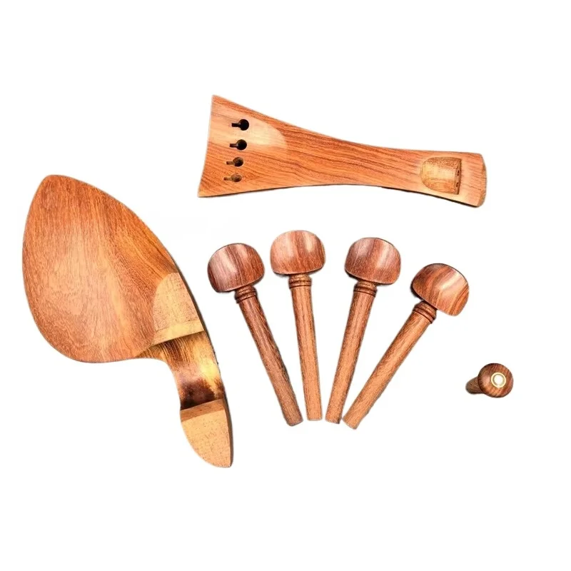 1Set Rosewood Viola Fittings Kit for 15-16 Viola, Tailpiece + Tuning Pegs + Endpin + Chin Rest, Viola Replacement Part