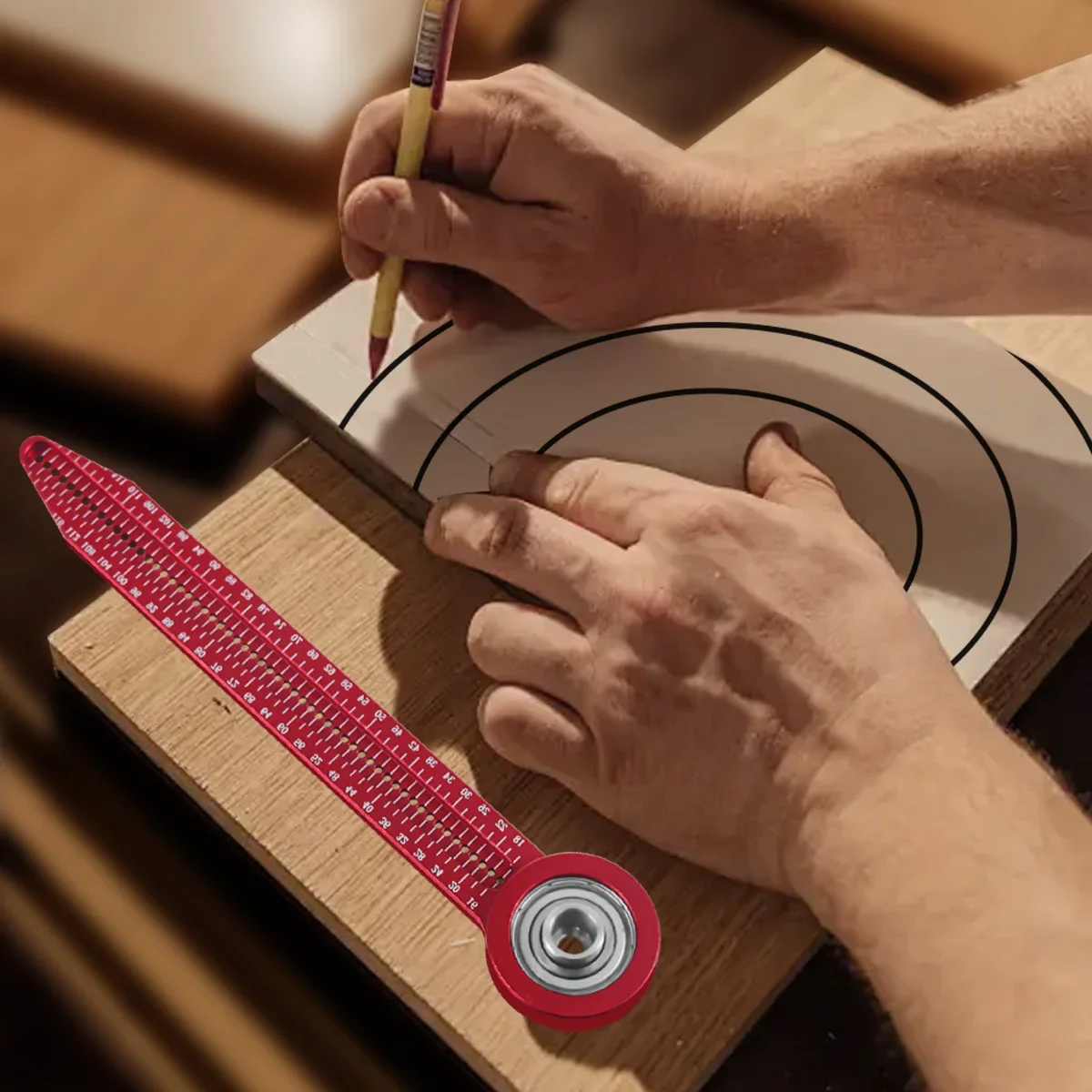Houtbewerking Scribe Gauge Timmerwerk Tekenkompas Cirkelvormige Tekening Liniaal Precisie Scribe Gauge Markering Meetinstrument