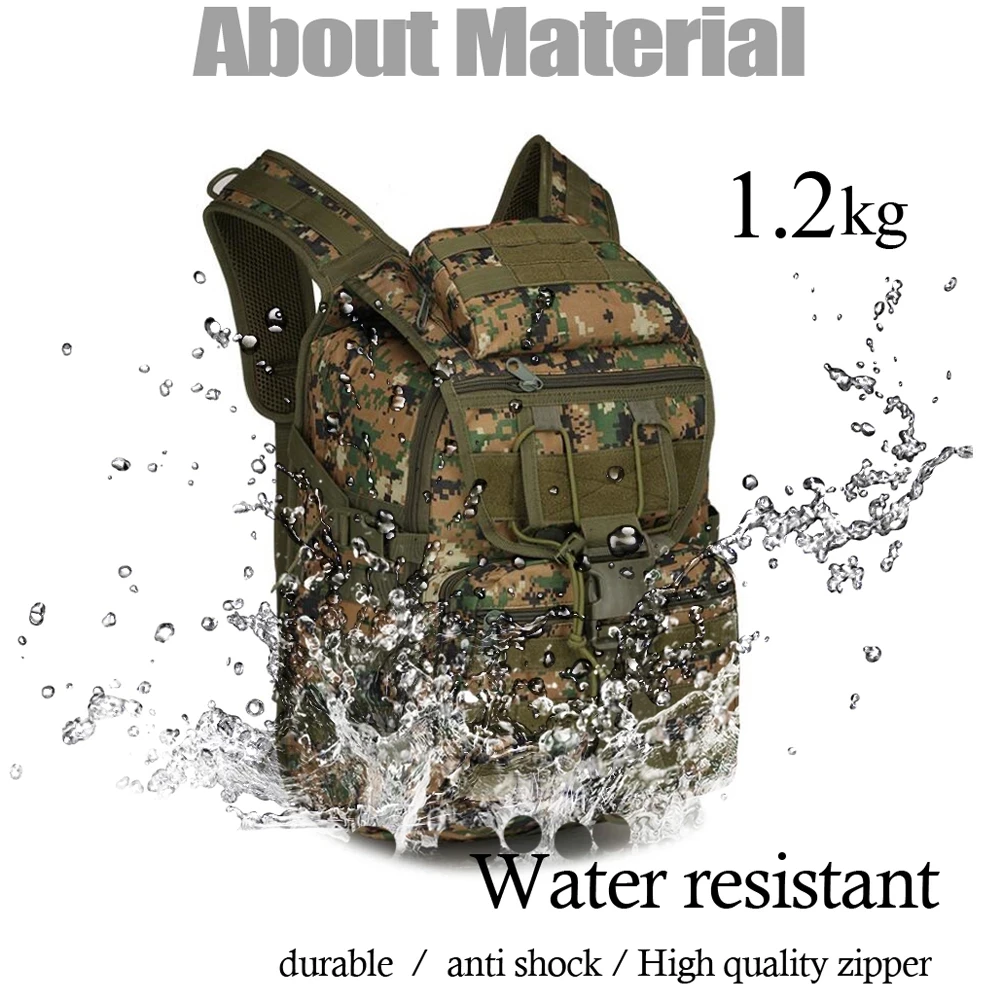 40L Outdoor Tactical Backpack High-Capacity Army Camping Hiking Camouflage Hunting Climbing Rucksack Travel Bag Backpack