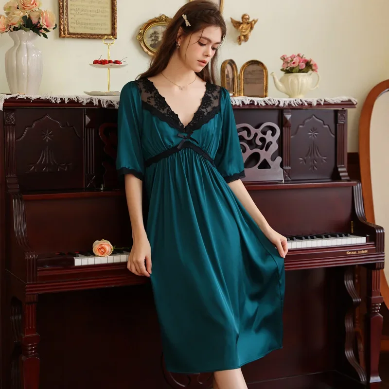 

Fairy Romantic Vintage Victorian Nightgowns Women Summer Lace Peignoir Princess Sleepwear Kawaii Nightie Sweet Mesh Night Dress