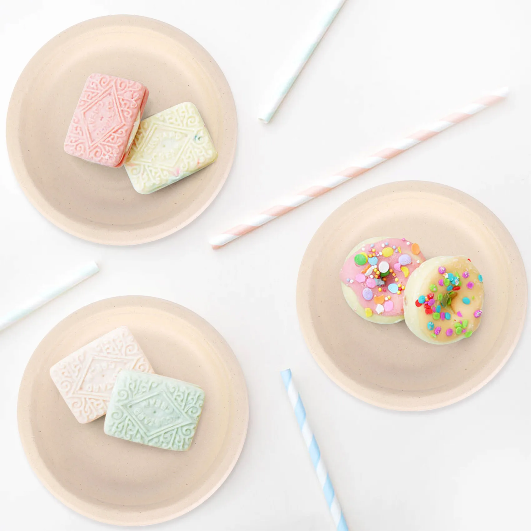 A60I 100 عبوة من ألواح الورق المستديرة القابلة للتحلل مقاس 7 بوصات، ألياف قصب السكر القابلة للتحلل البيولوجي