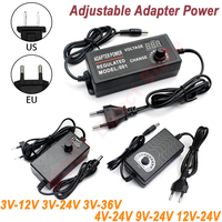 Power Supply Adjustable AC To DC 3V 5V 6V 9V 12V 15V 18V 24V 1A 2A 3A 5A Adapter Power Supply Adapter Universal 220V To 12V 24V