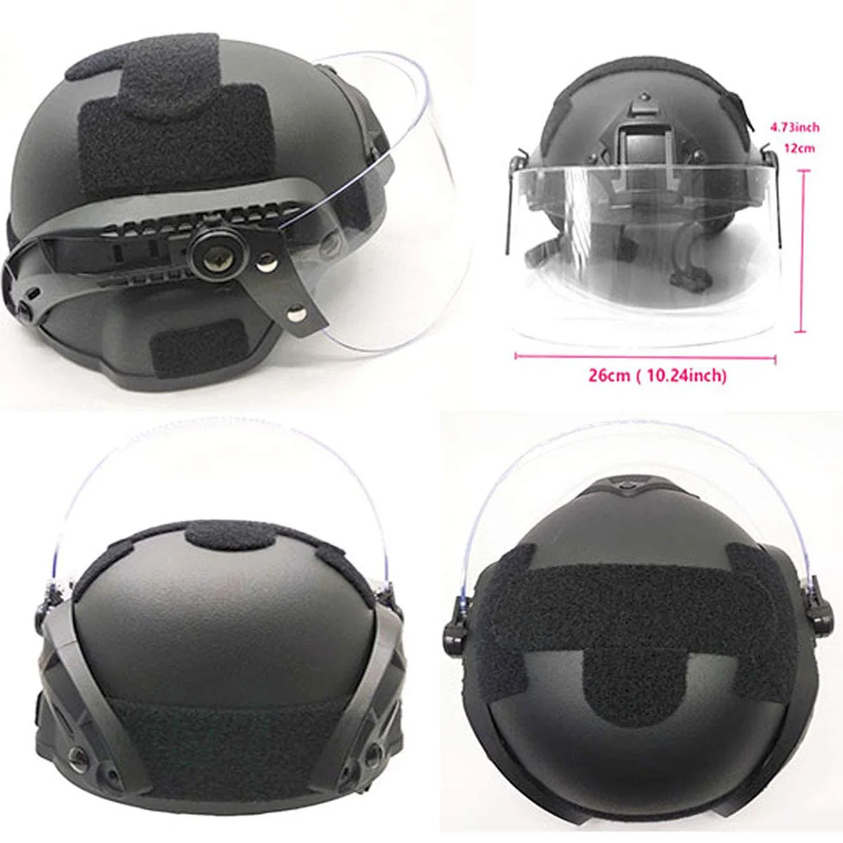 Airsoft MICH 2000 ACH Tactical Helmet with Clear Visor NVG Mount and Side Rail