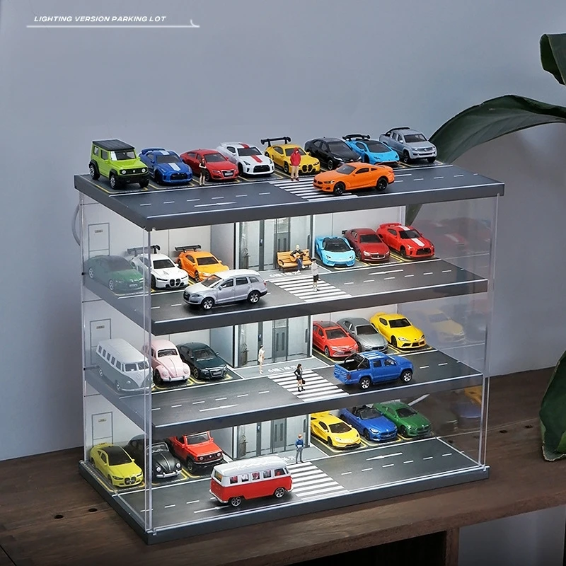 

1/64 Parking Lot Toy Car Model Storage Box Display Rack Cabinet Kids Room Decor Xmas Gift Toys Collector for Baby Boys Girls