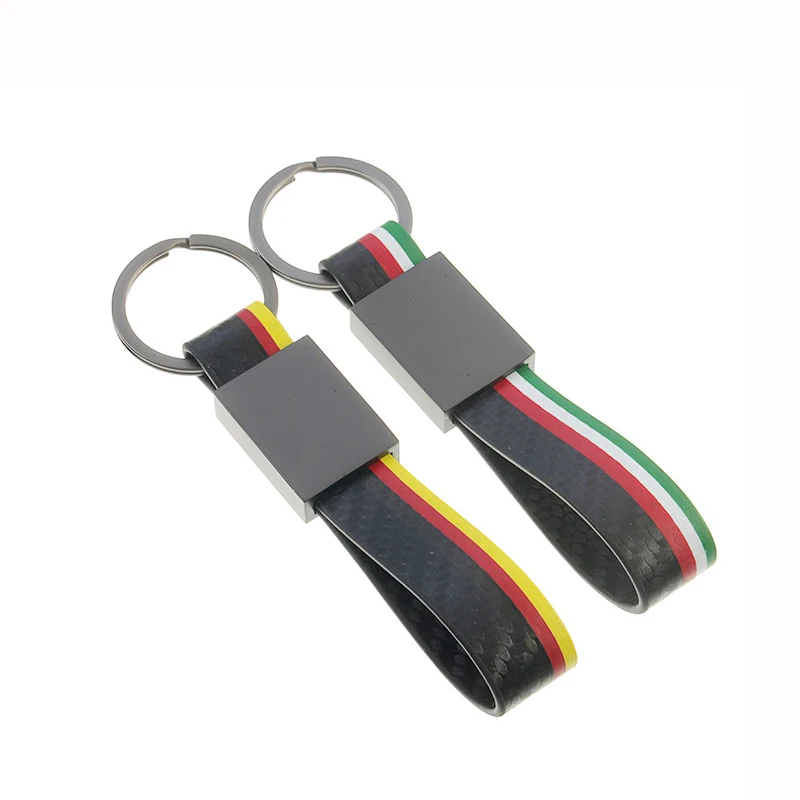 Carbon Fiber Leather Car Alloy Keychain Styling Germany Italy flag Keyrings Auto Accessories Men Key Chain Rings Gifts