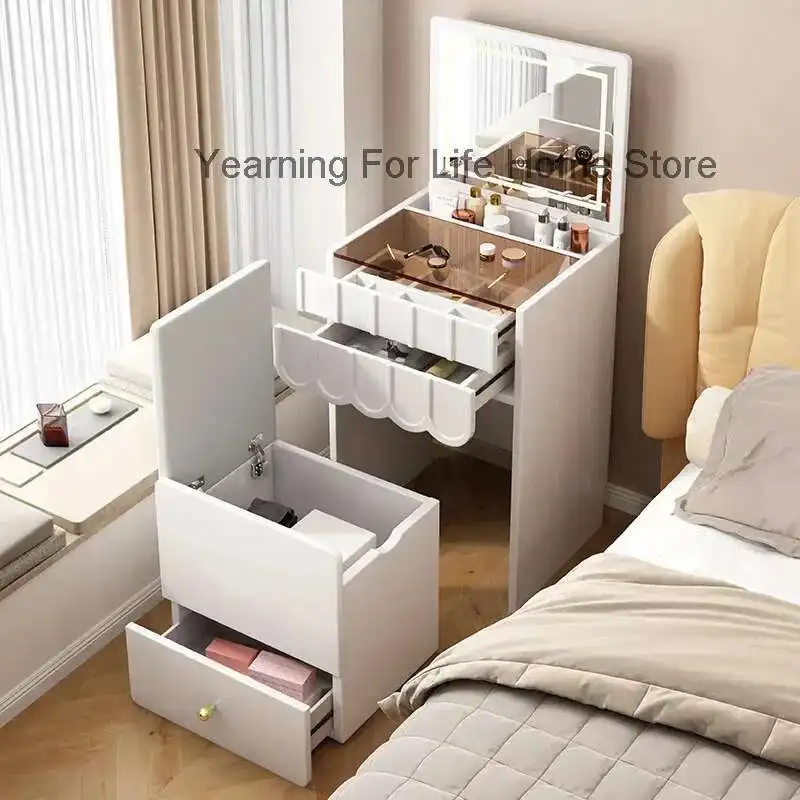 

Modern Bedroom Vanity Table with Drawers Dressers Flip Dressing Tables Makeup Table with Storage Cabinet Chair Bedroom Furniture