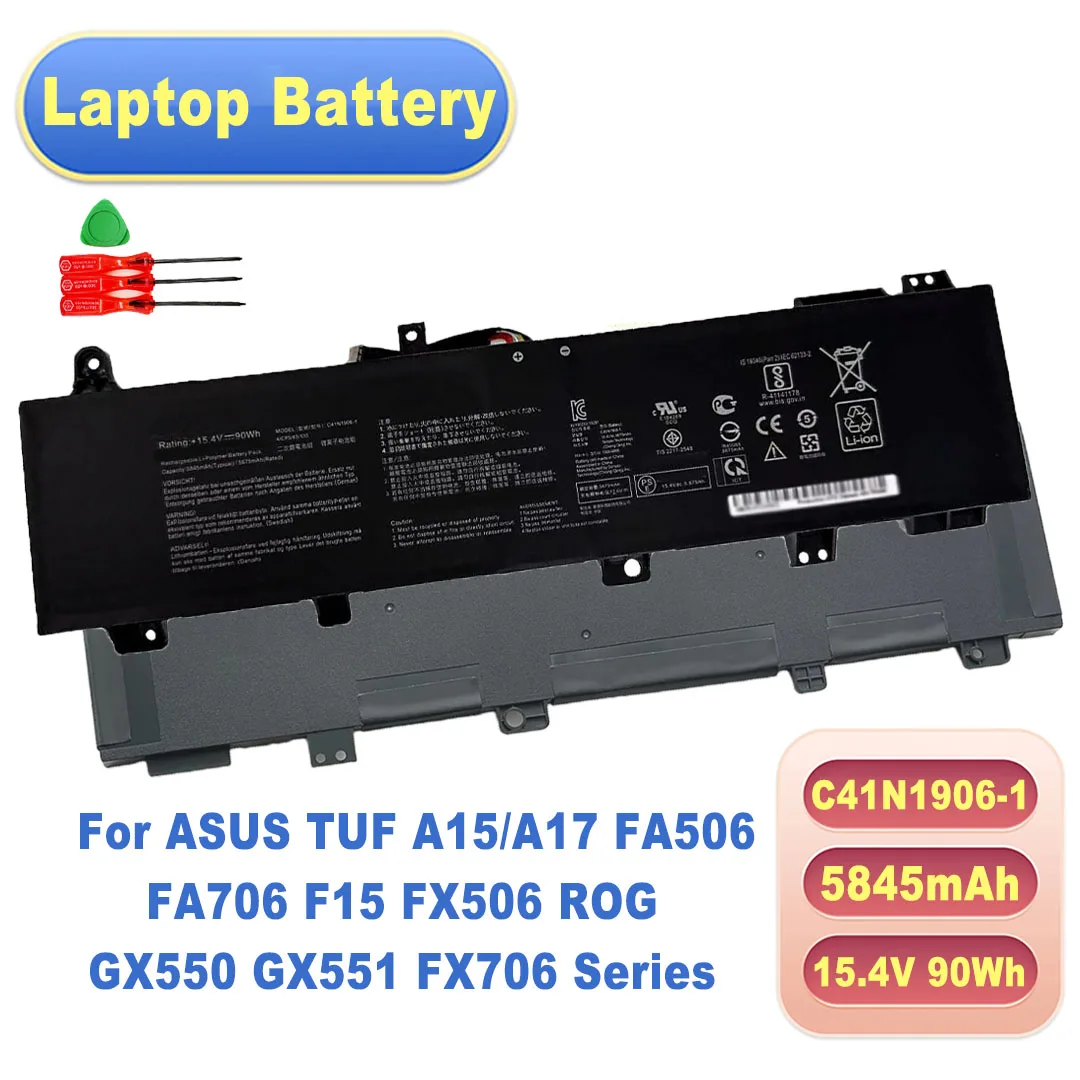 High quality 15.4V 90Wh C41N1906-1 Laptop Battery for ASUS TUF A15/A17 FA506 FA706 F15 FX506 ROG GX550 GX551 FX706 Series