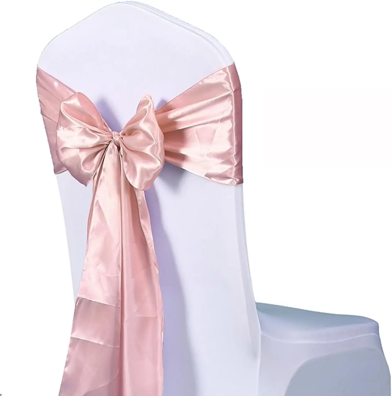 

Pa Of 50 Wedding Satin Chair Sashes Blush Pink Bows 7X108Inch Ribbon Fabric Bands For Banquet Party Hotel Restaurant Ceremony
