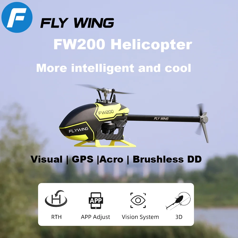 Flywing FW200 RC Helicopter H1 V2 Gyro RC 6CH 3D Smart Indoor rc plane toys GPS RTF Self Stabilizing 3D Brushless Direct Drive