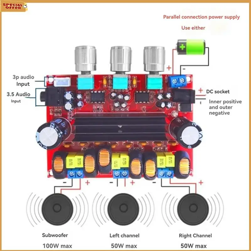 

A69Z 2X XH-M139 Digital Power Amplifier Board 2.1 Channel 2X50w&100W DC12-24V Amplifier Modules TPA311602