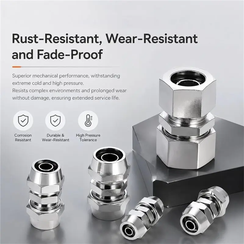 A98M Straight Air Line Hose Fittings(4-16Mm), 16Pcs For Truck/RV- Heavy Duty Push-In Pneumatic Connectors Connect