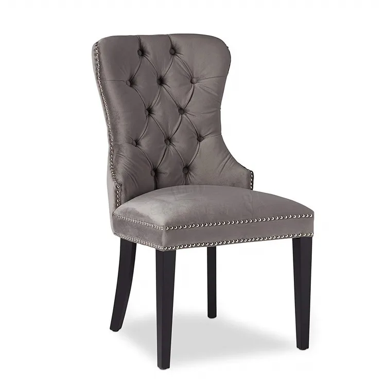 Luxury Royal Modern Contemporary Dinning Room Dark Grey Fabric Upholstered Velvet Dining Chairs