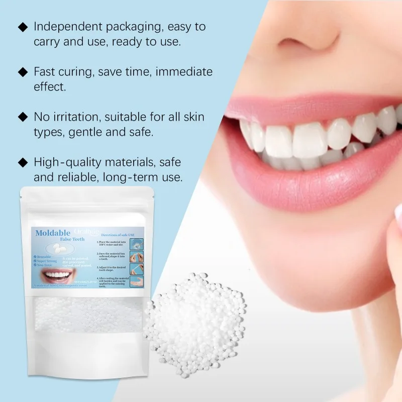 150g Moldable Resin Temporary Tooth Repair Granules Teeth Gaps Missing Broken Tooth Filling Adhesive Dentures False Teeth Tools