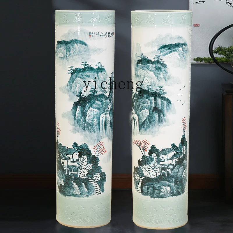 Zc Ceramic Large Vase Living Room Floor Arrow Tube Company Opening Hotel Decoration Ornaments