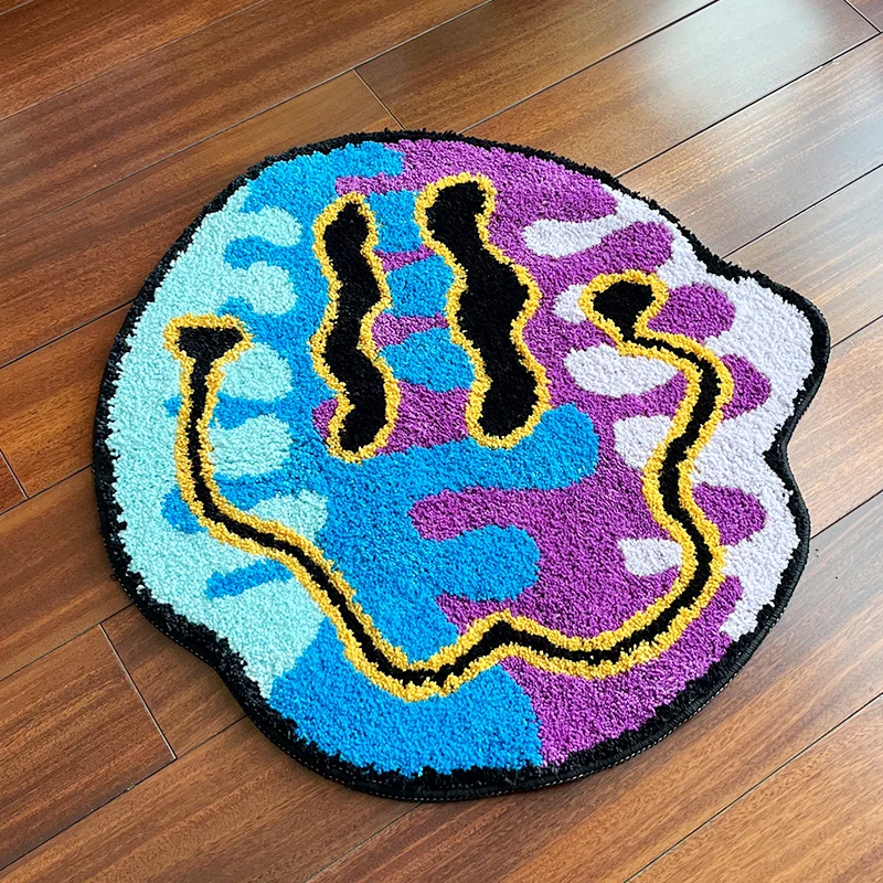 Girl Art Colorful Area Magic Trippy Smiling Tufted Rug Face Tufting Rug Handmade Carpet Custom Rug for Home Decoration for Gift