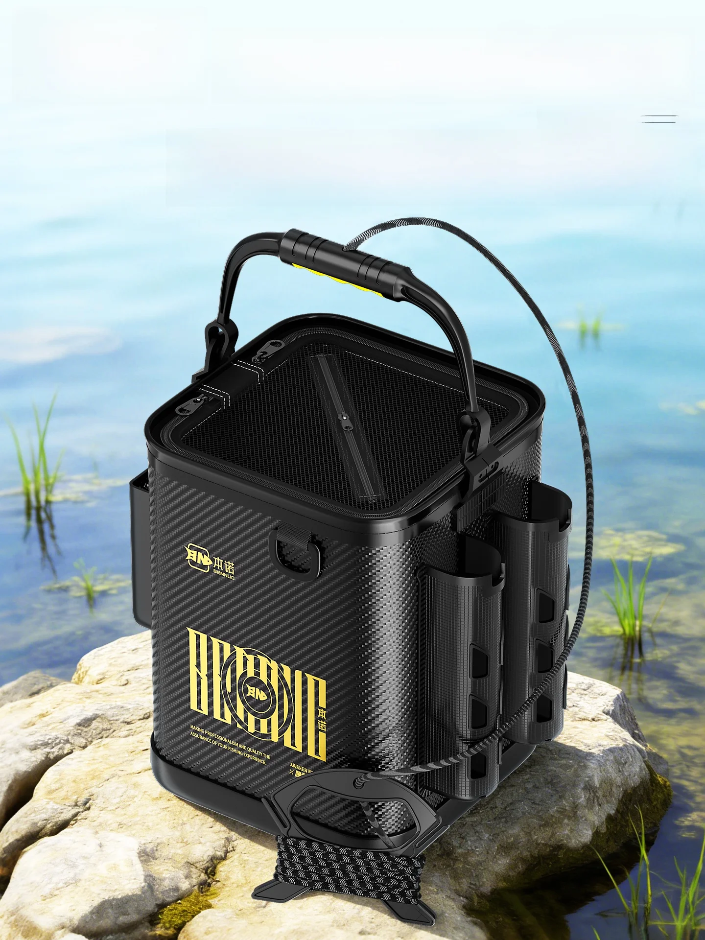 多機能釣り用バケツ-水汲みバケツ-ルアー専用フィッシュボックス-一体型ハンドヘルドフィッシングフィッシュボックス-ベイトキャスティング