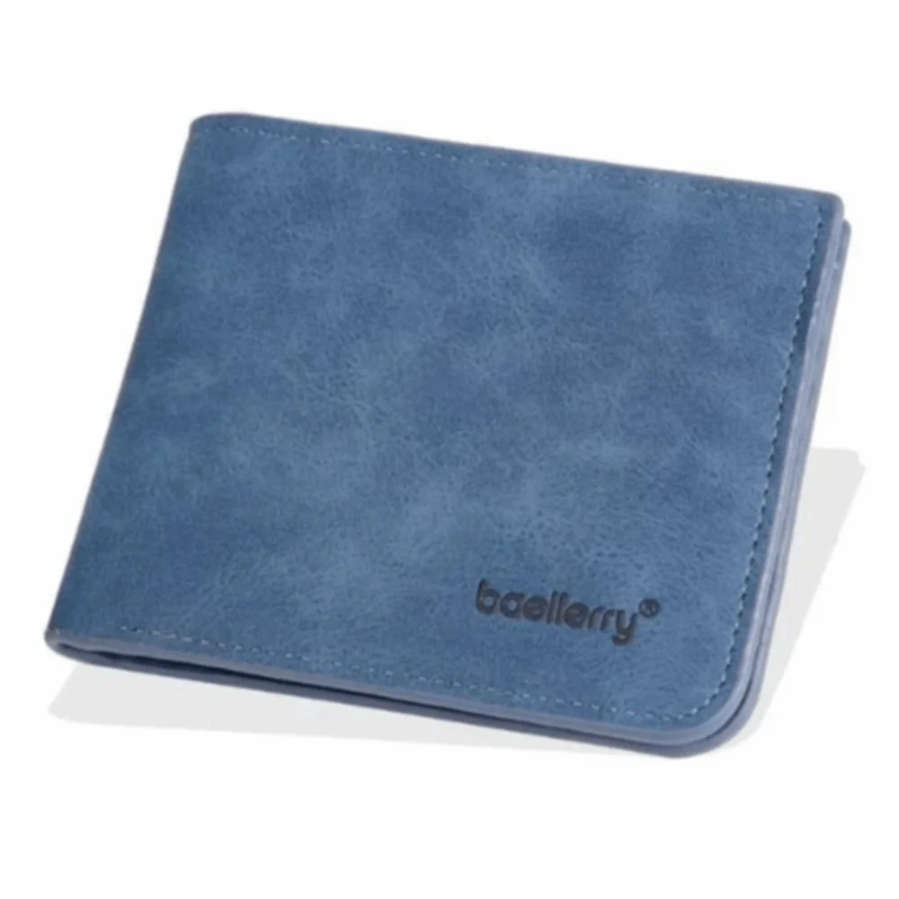 PU Leather Men's Short Wallet Solid Color Multifunction Male PU Leather Purse ID Badge Holder Horizontal Open-ended