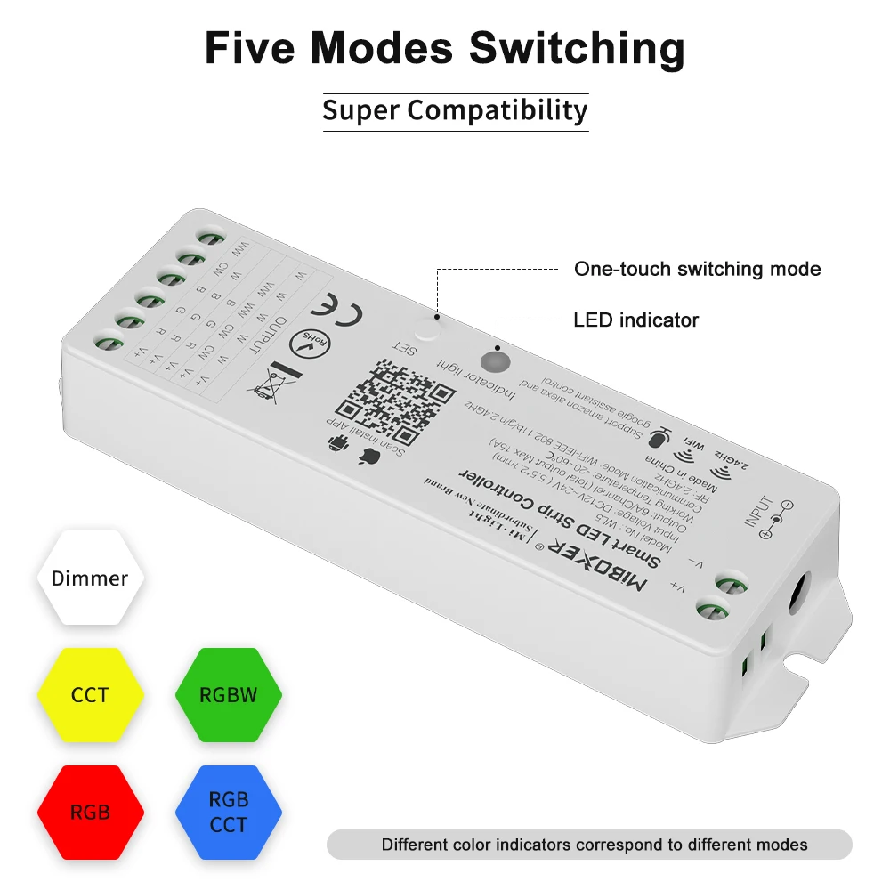 Imagem -02 - Gingow-wifi Led Strip Lights Controller Regulável 5-em1 Cct Rgb Rgbw Rgbcct Tuya App Compatível com Alexa Google Home