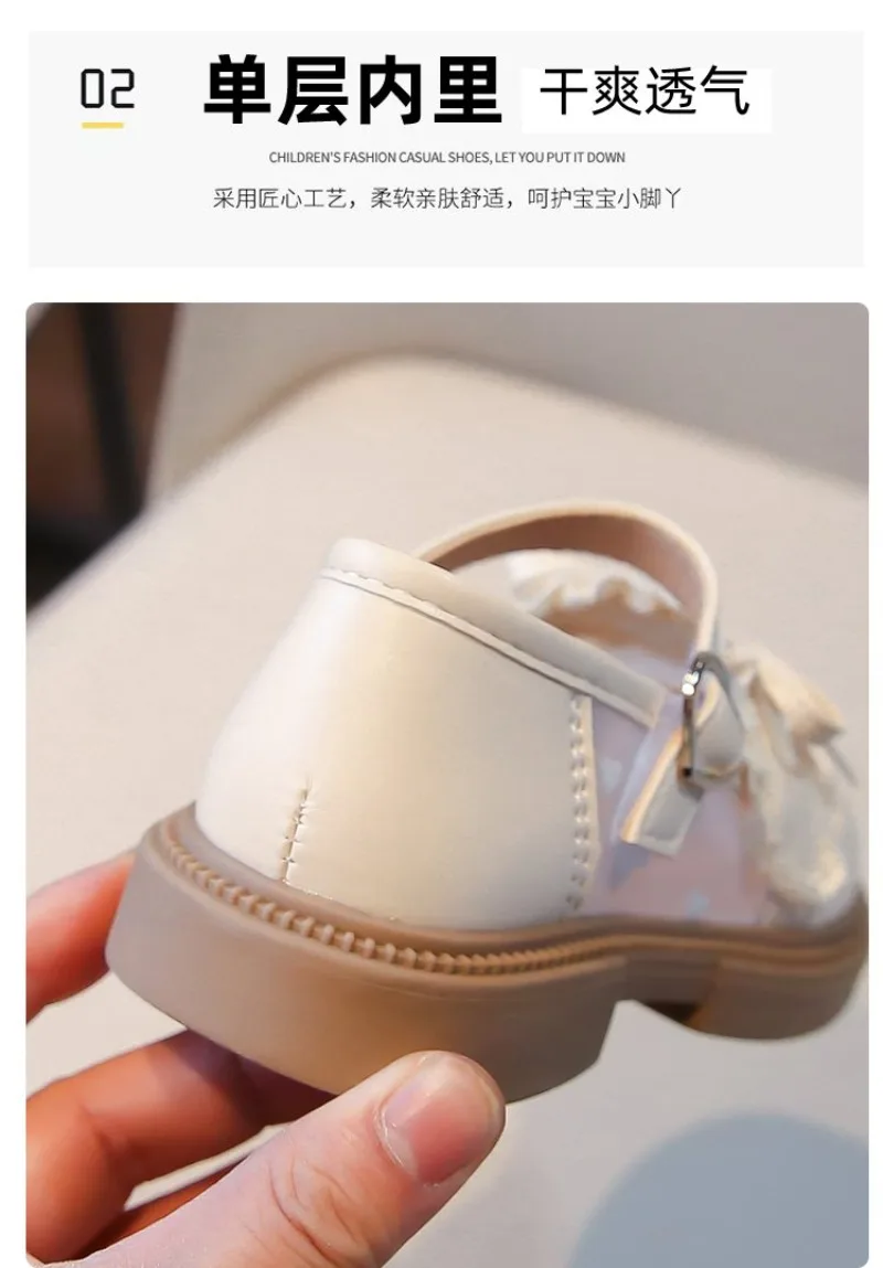 Girls' Princess Shoes 2024 New Summer Children's Small Leather Shoes British Style Little Girl Soft Sole Baby Shoes L778